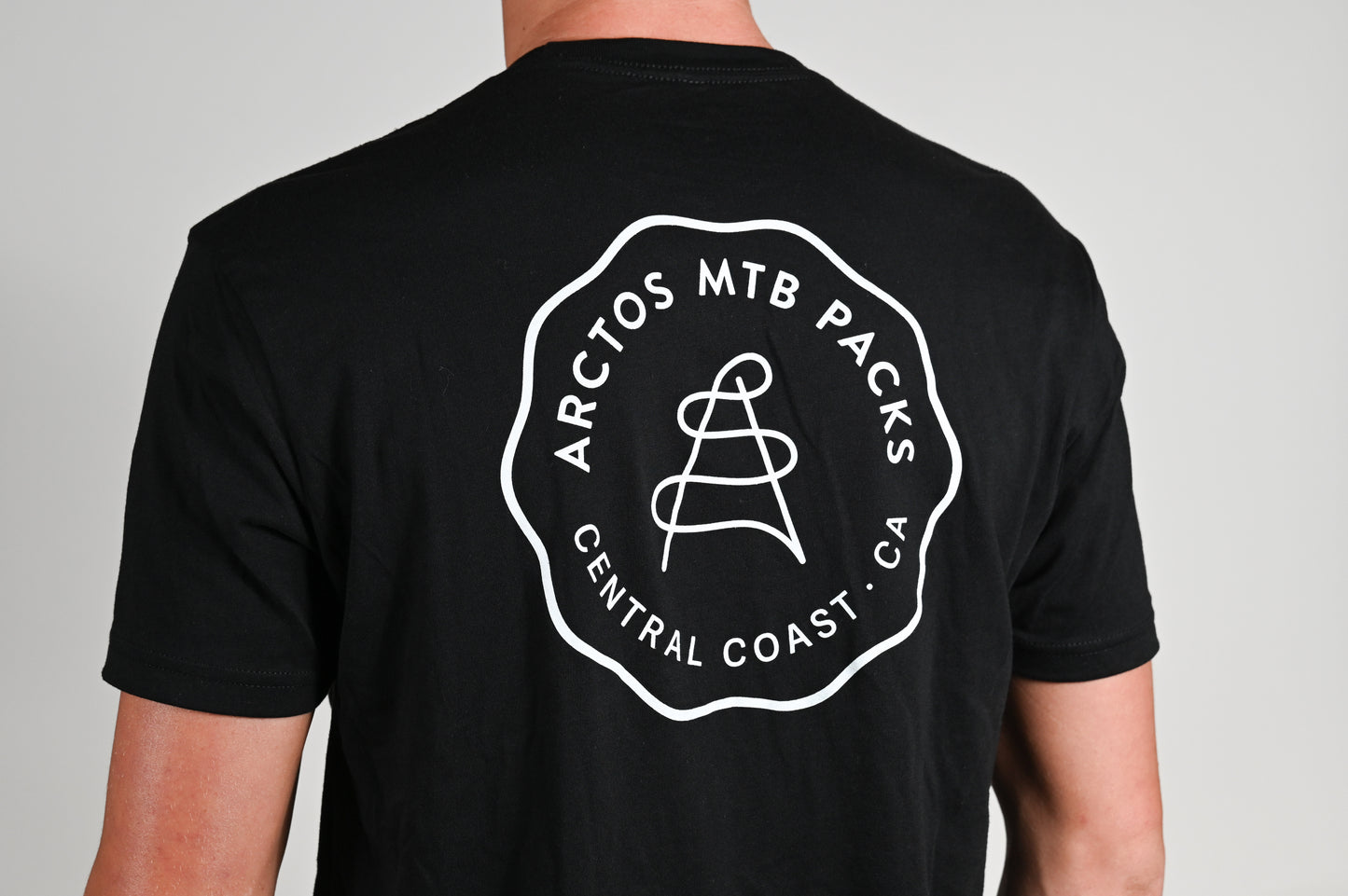 Arctos Black T-Shirt, White Wavy Logo